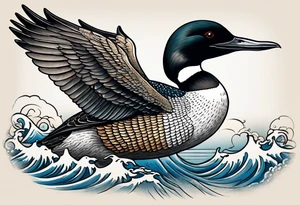 A loon with its wings spread looking badass and tough tattoo idea