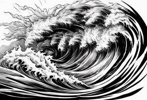 Realisitc depiction of strong wind surging. No sea. The style will be of a paint brush tattoo idea