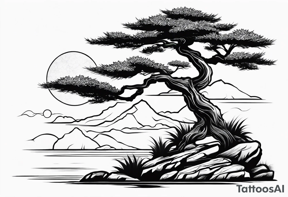 samurai and bonsai tree tattoo idea
