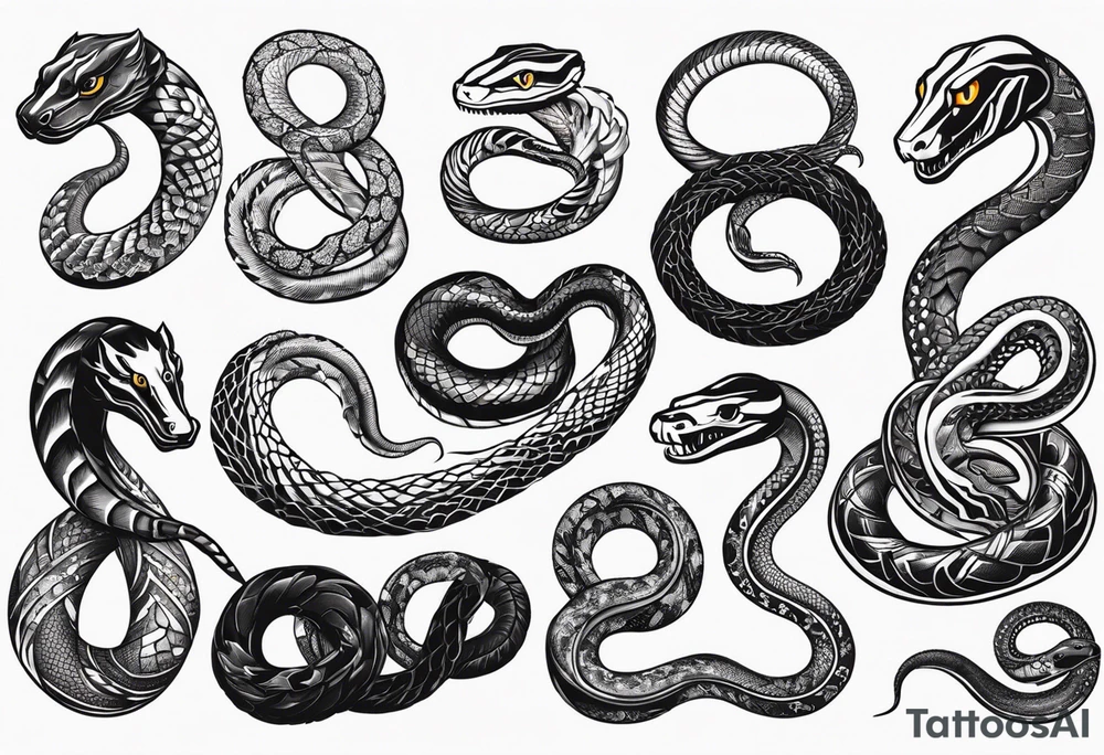 Variety of snakes flash sheet tattoos no shading tattoo idea