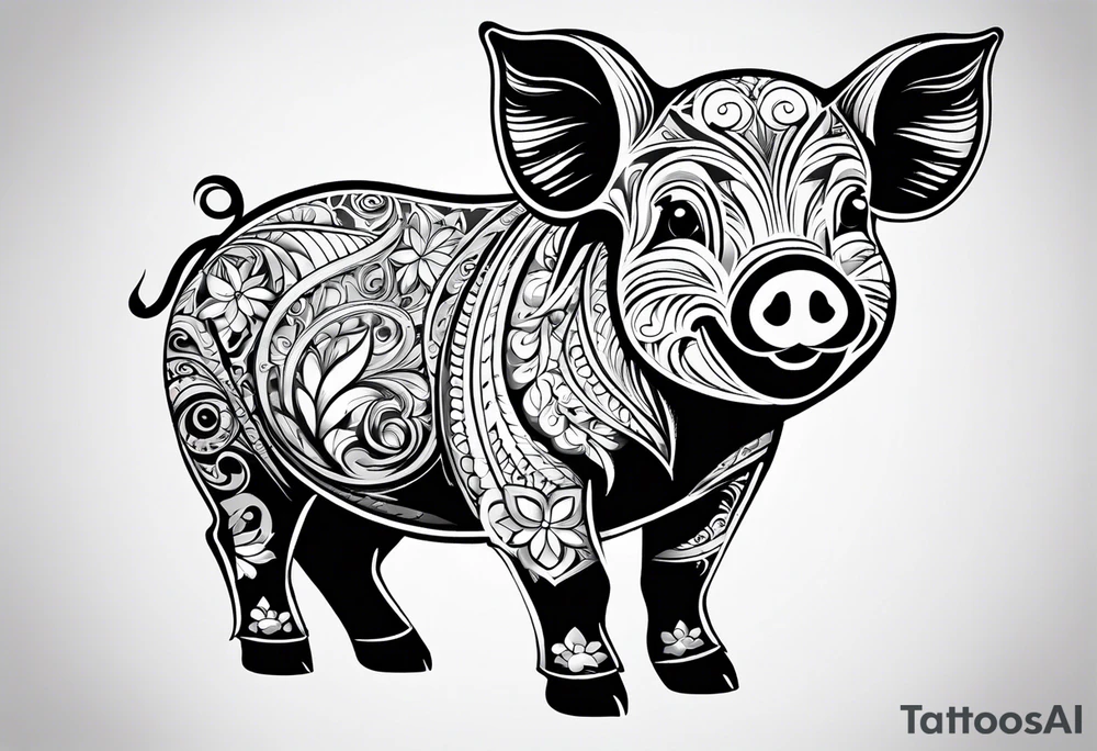 very cute happy piglet.
outline only.
black and white only.
only show the piglet. no extra lines or decoration.
no black shading.
dont make the ears too big.
draw only with very thin lines (1px)

should look like a tattoo that will only take 15 minutes to draw tattoo idea