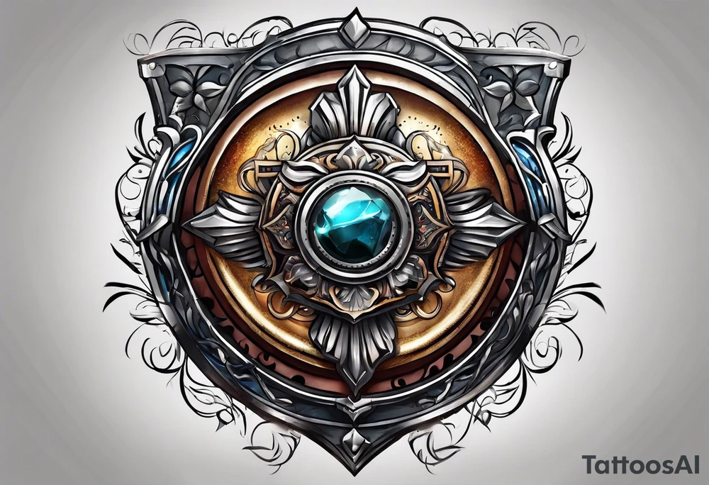 shield with obedience over sacrafice tattoo idea