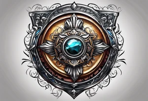shield with obedience over sacrafice tattoo idea