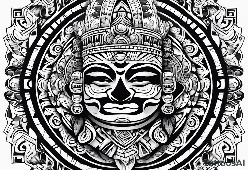 Aztec tribal sleeve tattoo idea