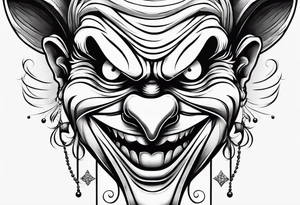 scary cartoon clown tattoo idea