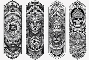 Appalachia Mexican heritage tattoo full arm sleeve, no portraits, more geometric patterns tattoo idea