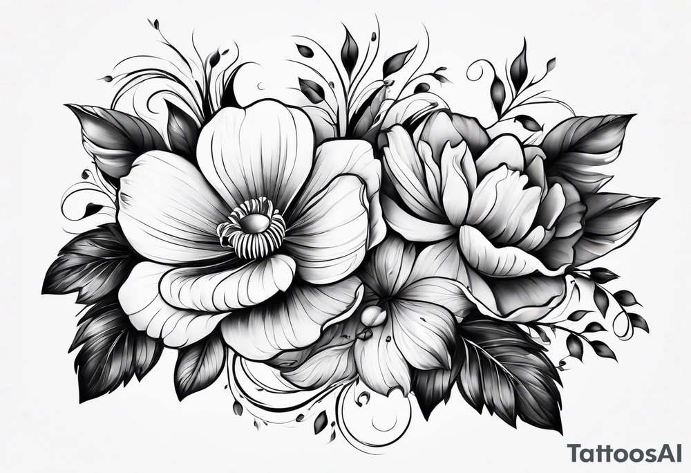 floral wrap around tattoo idea