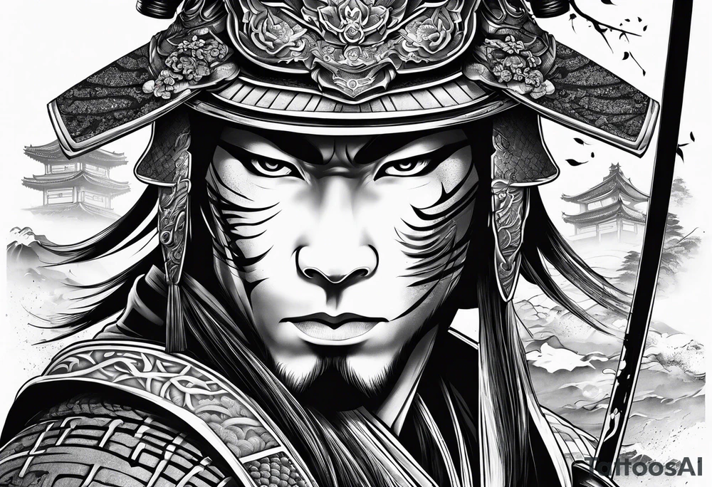 Samurai theme tattoo masculine with out a samurai tattoo idea