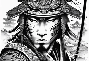 Samurai theme tattoo masculine with out a samurai tattoo idea