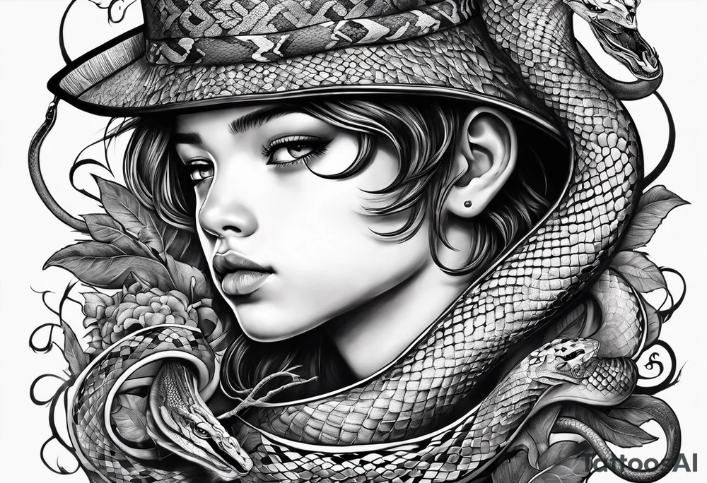 kid surrounded by snakes tattoo idea
