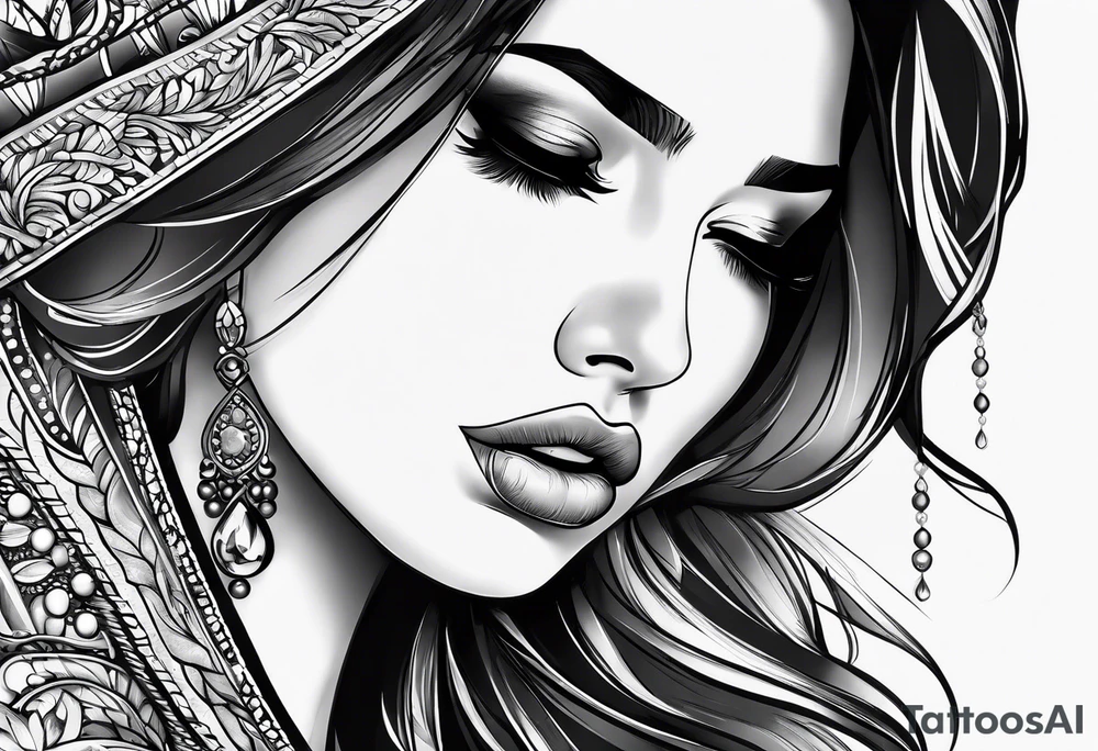 a woman crying tattoo idea