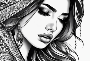 a woman crying tattoo idea
