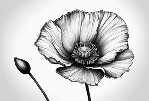 Lone poppy growing out of boulder tattoo idea