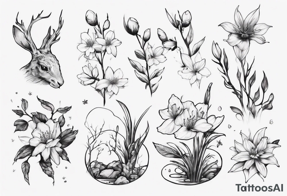 Small nature spring beside a oka tattoo idea