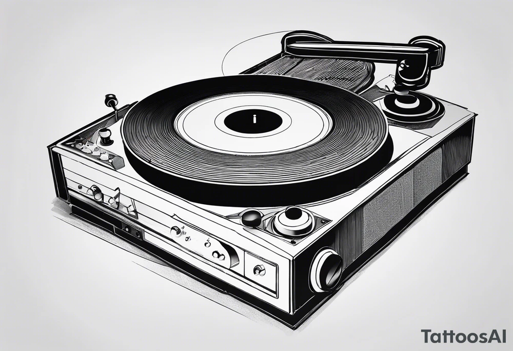 Recordplayer minimalistic in 2D tattoo idea