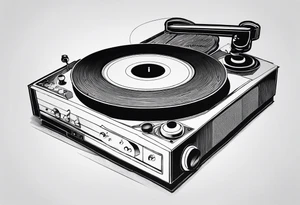 Recordplayer minimalistic in 2D tattoo idea