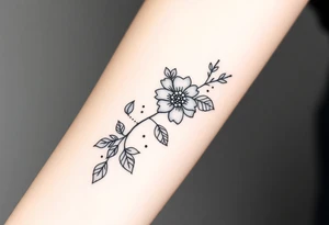 floral composition with japanese vibe, mutiple ornemental patern and leaf tattoo idea