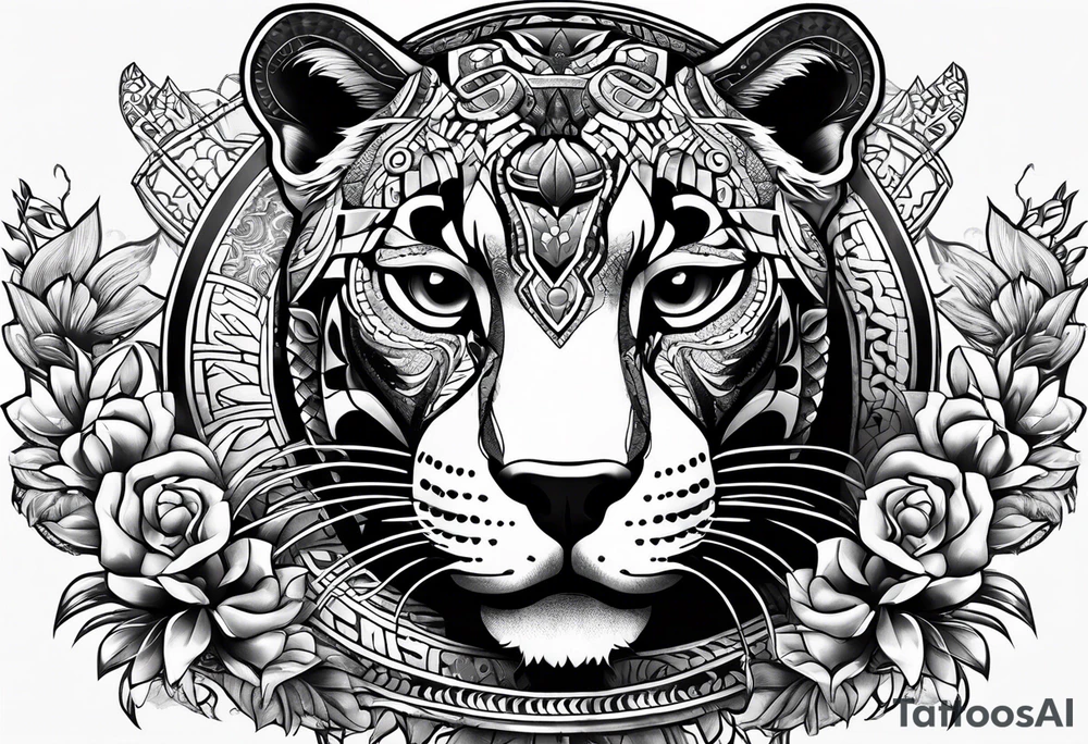 aztec black jaguar with snake tattoo idea