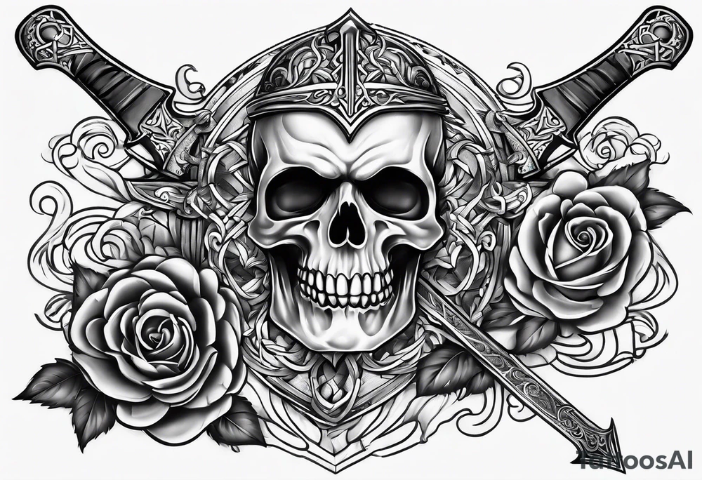 Celtics sleeve sword and knot tattoo idea