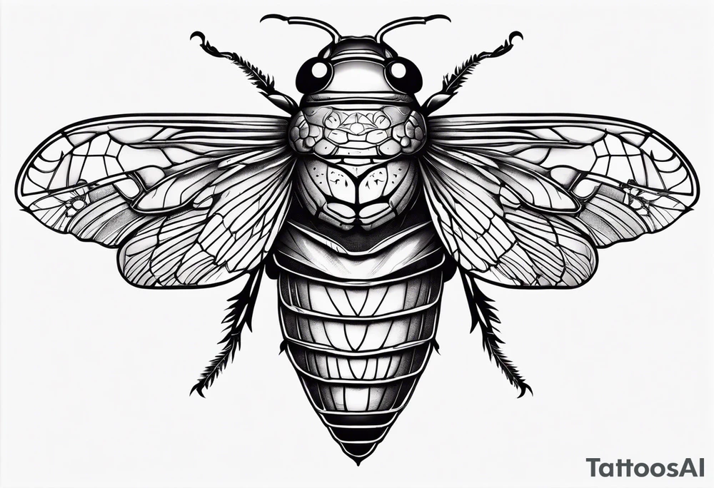 cicada on top of red black gothic design tattoo idea