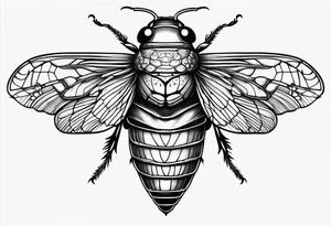 cicada on top of red black gothic design tattoo idea