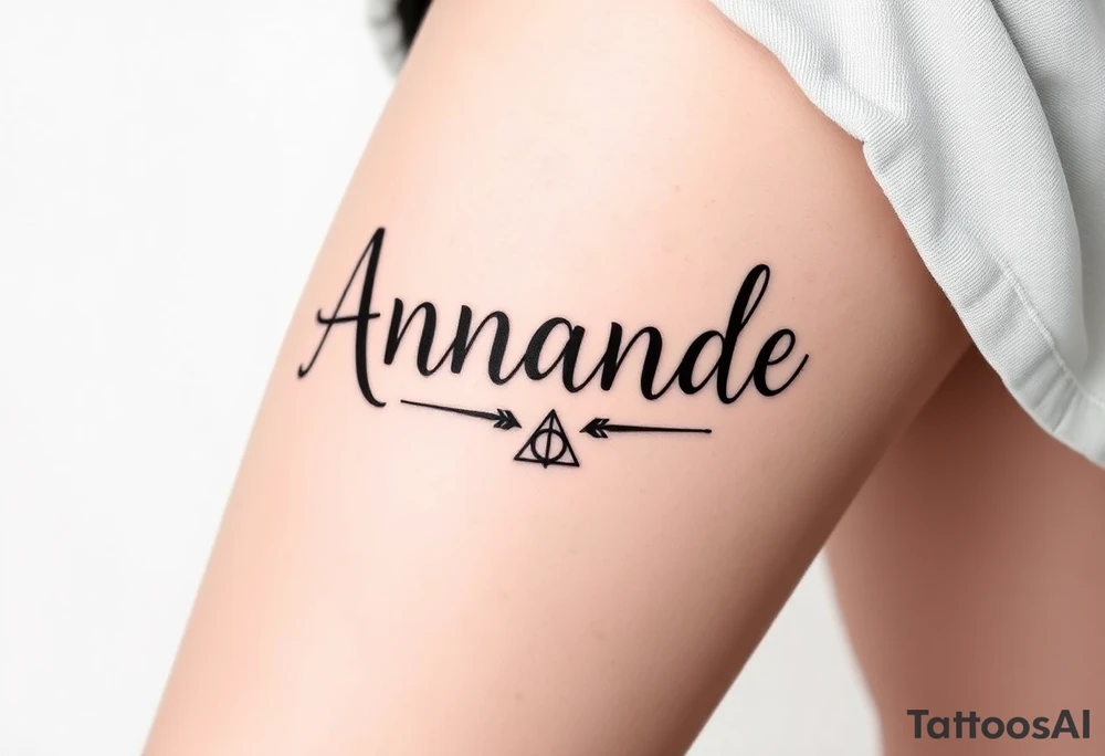 Name Amanda with Harry Potter theme tattoo idea