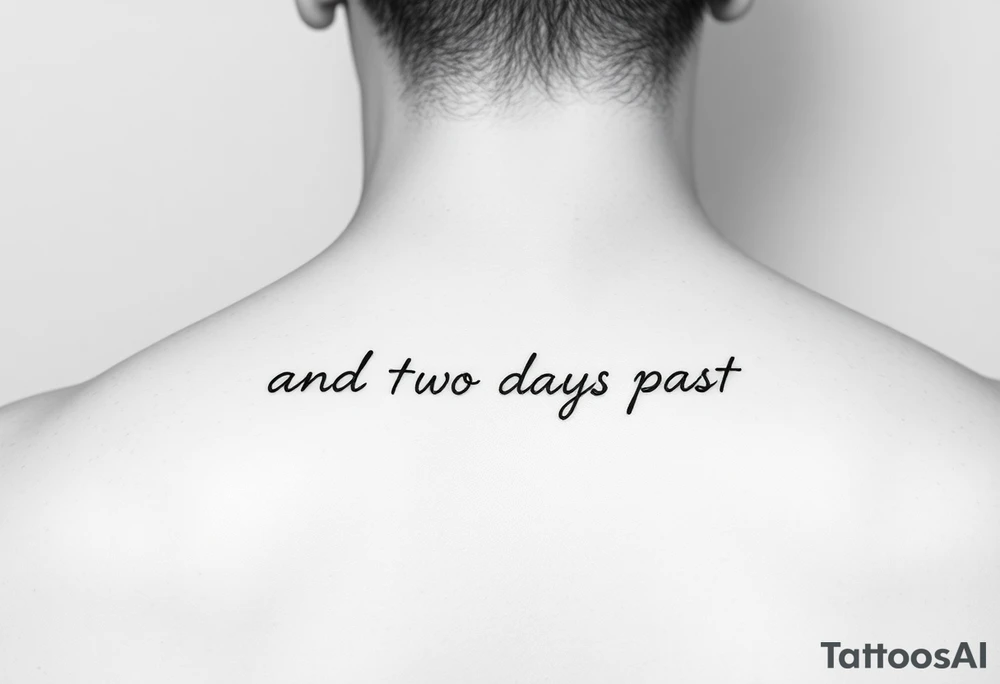 fine line script that says "and two days past" in one line. thin script tattoo idea
