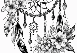 Dream catcher with flowers tattoo idea