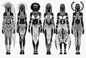 African female valkyre full body angelic
slim face tattoo idea