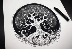 CREEPY TREE GHOST tattoo idea