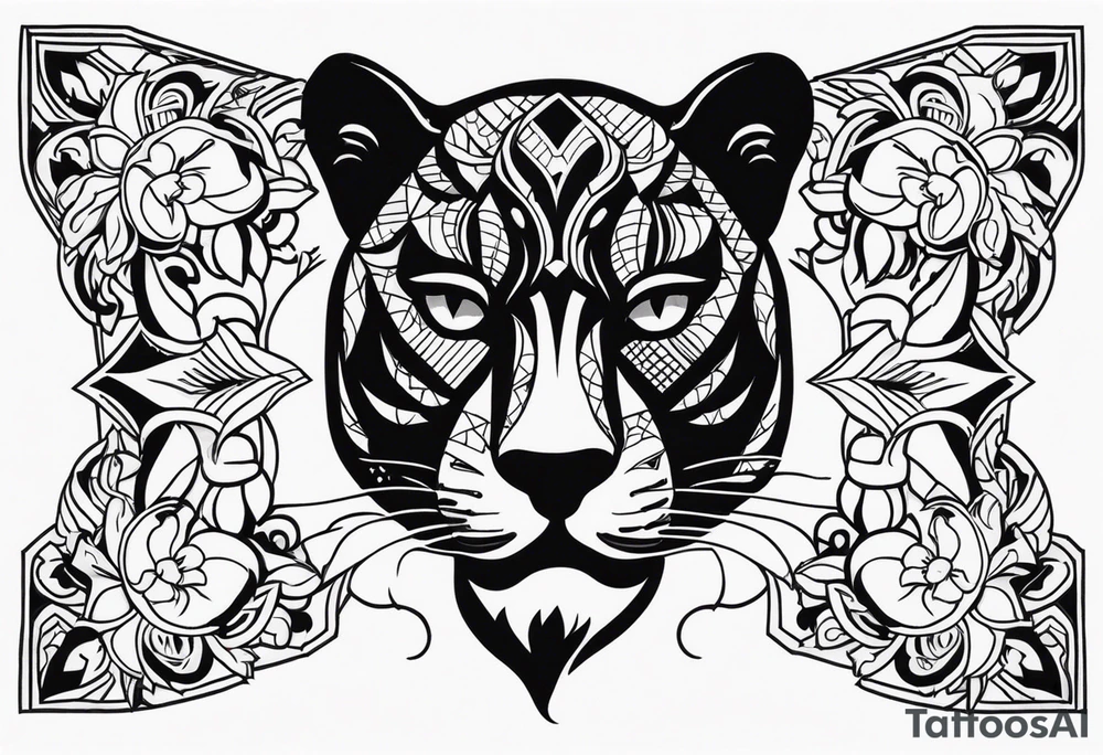 Panther in american traditional style tattoo idea