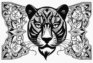 Panther in american traditional style tattoo idea