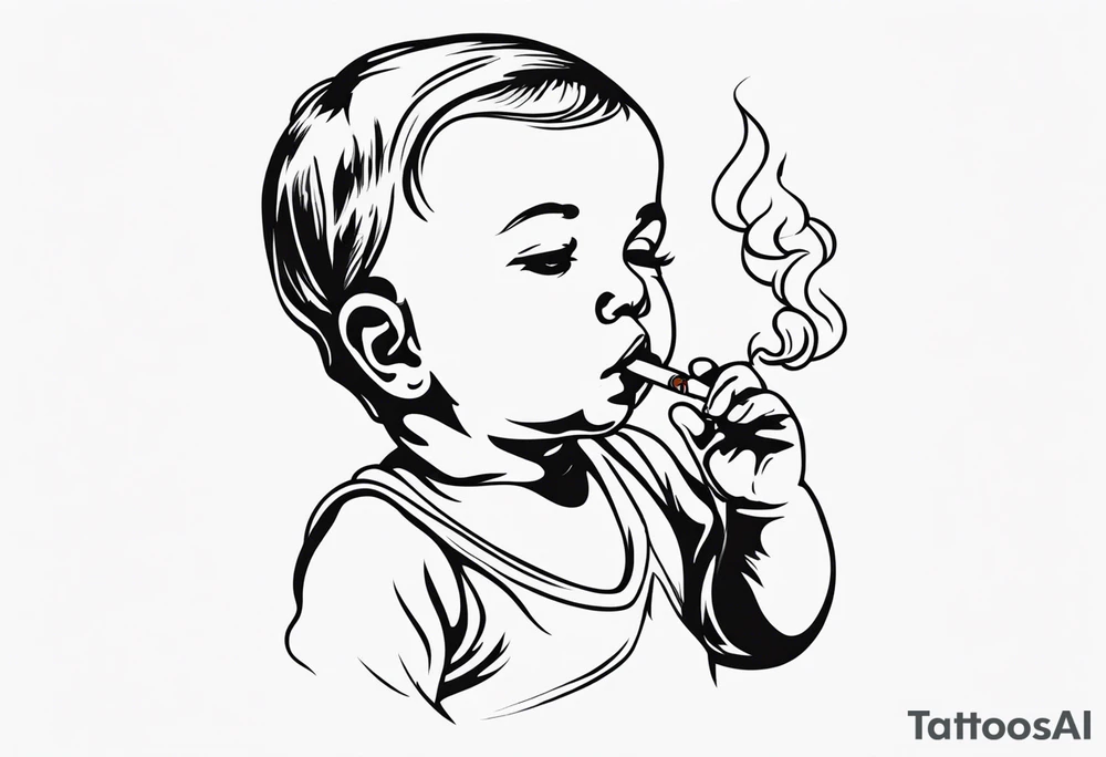baby smoking tattoo idea