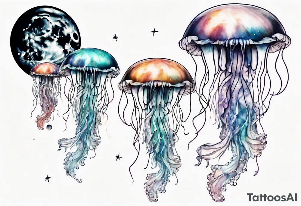 jellyfish going into the moon tattoo idea