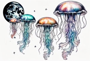 jellyfish going into the moon tattoo idea
