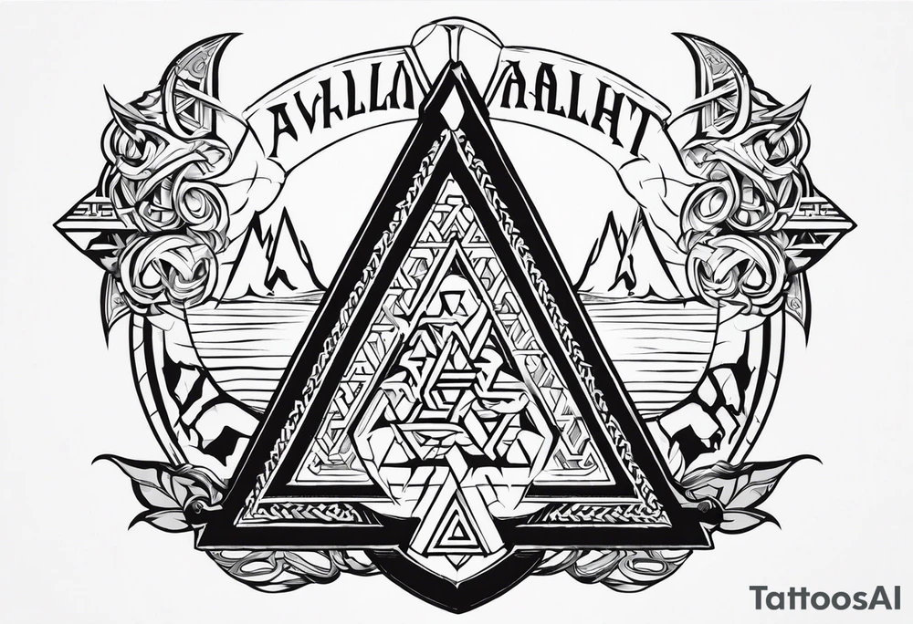 Valhalla  sword shield axe Valknut  stairs tattoo idea