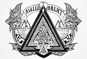 Valhalla  sword shield axe Valknut  stairs tattoo idea