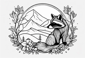 Raccoon in nature tattoo idea