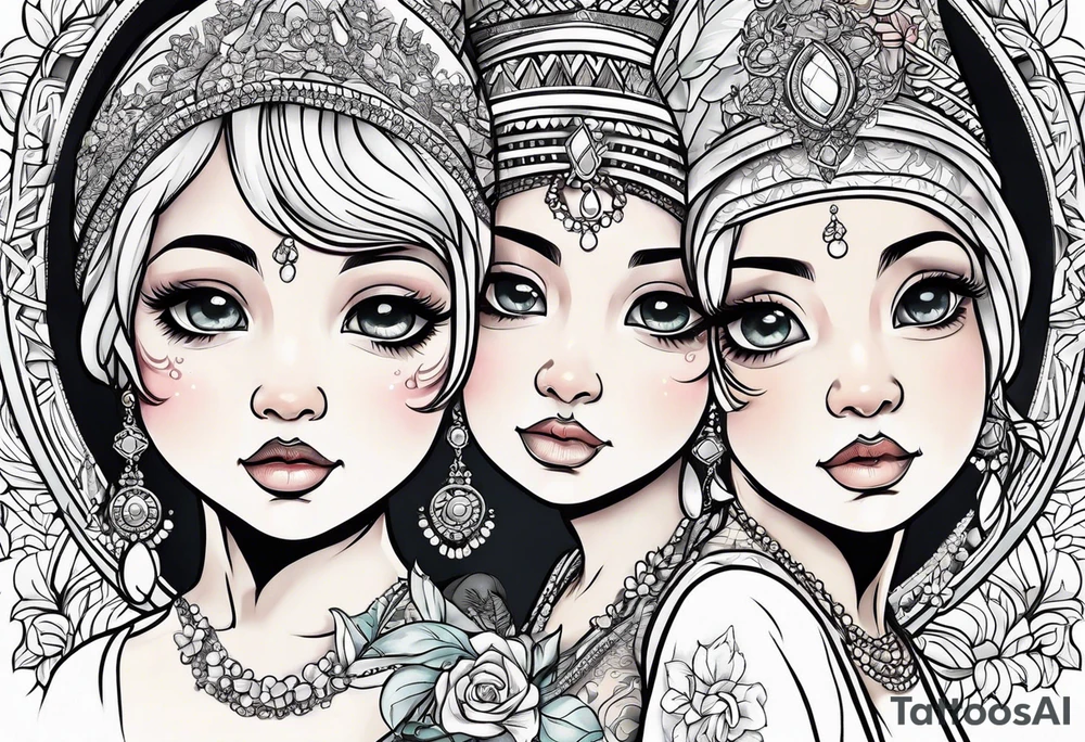 Sisters giving hands to each other like babies tattoo idea