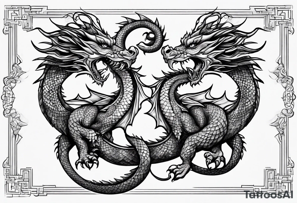 Dragon double tattoo idea