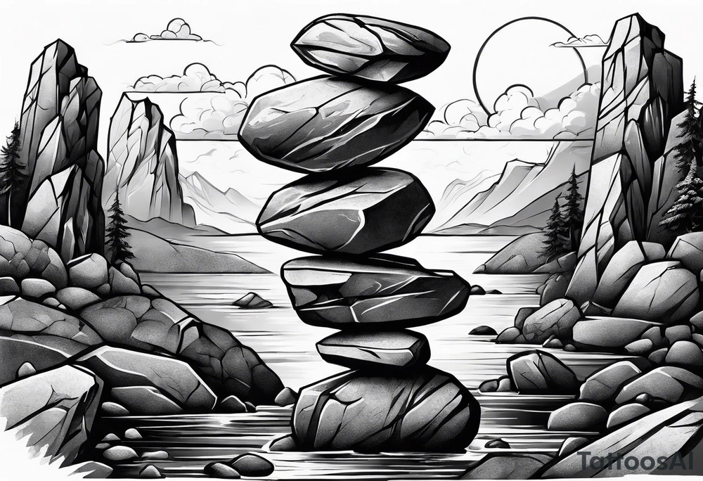 Rocks balancing on top of each other tattoo idea