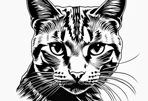 right side profile of a cat face tattoo idea