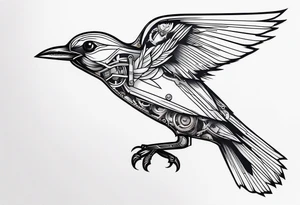 mechanical 
bird breaking free from chain tattoo idea