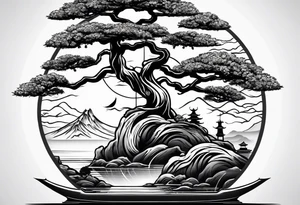 Bonsai tree and samurai tattoo idea