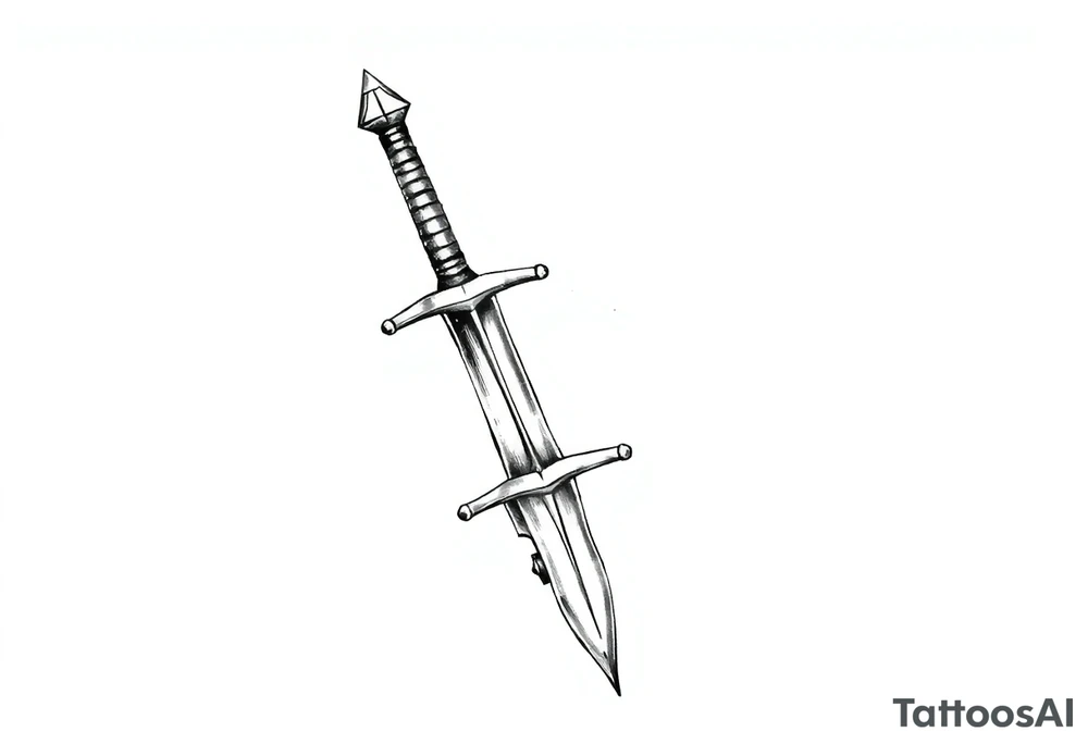 generate one sword and make the tip of the edge kind of pushed in, then purtude back out at the tippy top tattoo idea