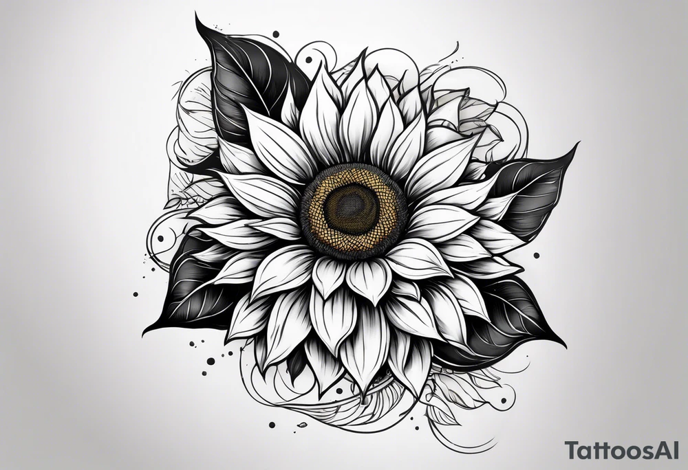 sunflower on knee tattoo idea