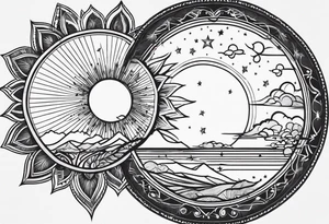 delicate line sun tattoo idea