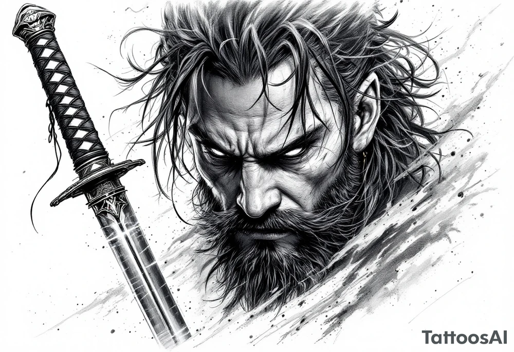 Katana, light on blade tattoo idea
