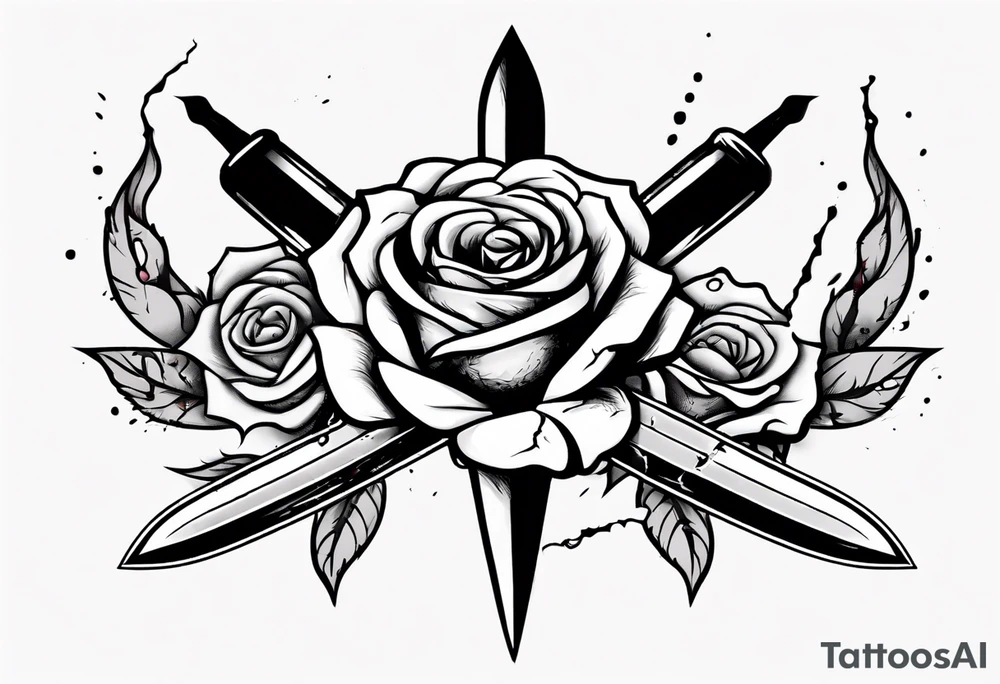 dagger cutting through a rose with blood sprayed around tattoo idea dagger cutting through a rose with blood sprayed around tattoo idea