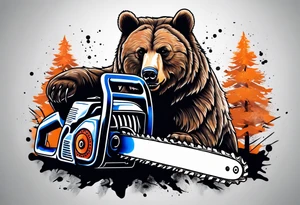 Bear with a chainsaw tattoo idea